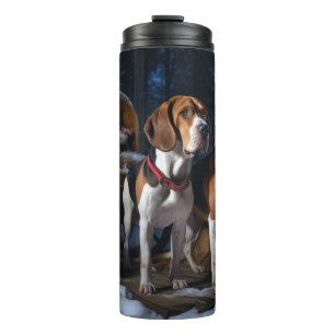 American English Foxhound Schneebedeckter Schlitte Thermosbecher