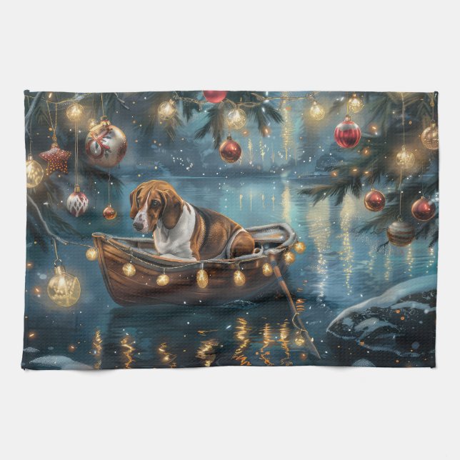 American English Foxhound Weihnachtsfest Reise Geschirrtuch (Horizontal)