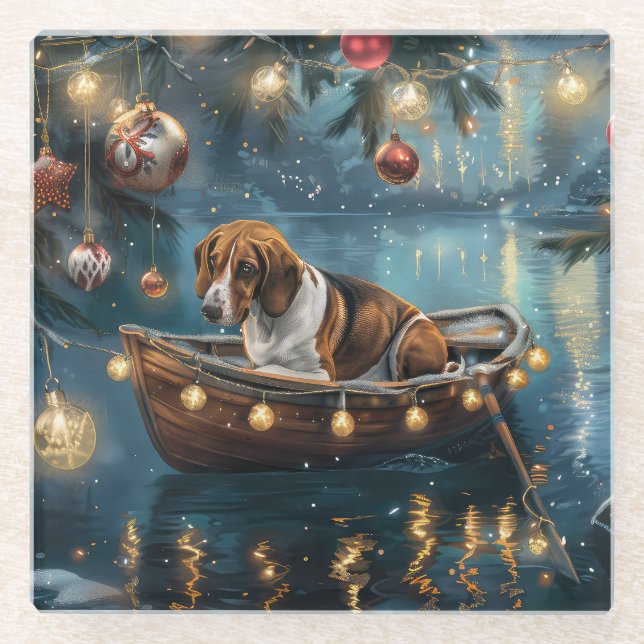 American English Foxhound Weihnachtsfest Reise Glasuntersetzer (Vorderseite)