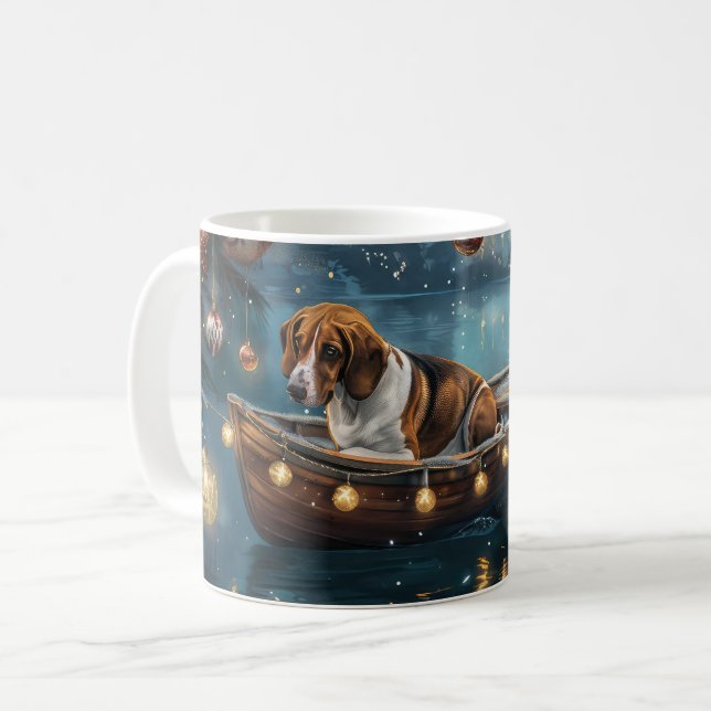 American English Foxhound Weihnachtsfest Reise Kaffeetasse (Vorderseite Links)