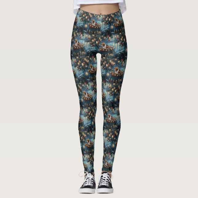 American English Foxhound Weihnachtsfest Reise Leggings (Vorderseite)