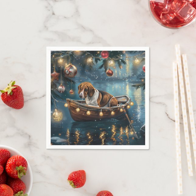 American English Foxhound Weihnachtsfest Reise Serviette (Beispiel)