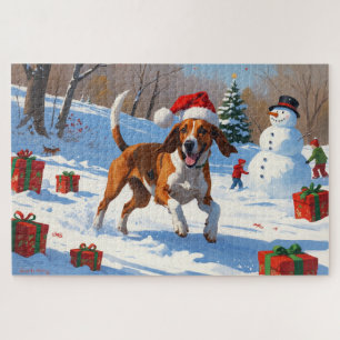 American English Foxhound Weihnachtsfest Schnee