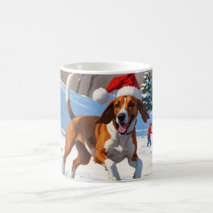 American English Foxhound Weihnachtsfest Schnee Kaffeetasse