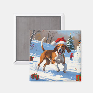 American English Foxhound Weihnachtsfest Schnee Magnet