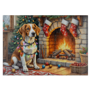 American English Foxhound Weihnachtslichter  Schneidebrett