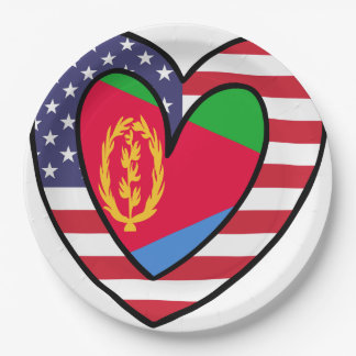 American Eritrean Flag Inner Heart USA Eritrea Pappteller