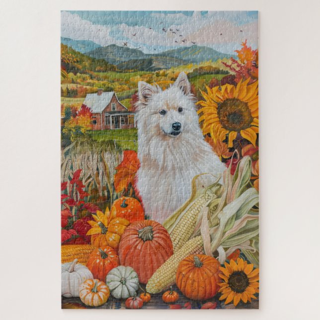 American Eskimo Autumn Harvest Erntedank Dog (Vertikal)