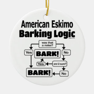 American Eskimo Barking Logic Keramik Ornament