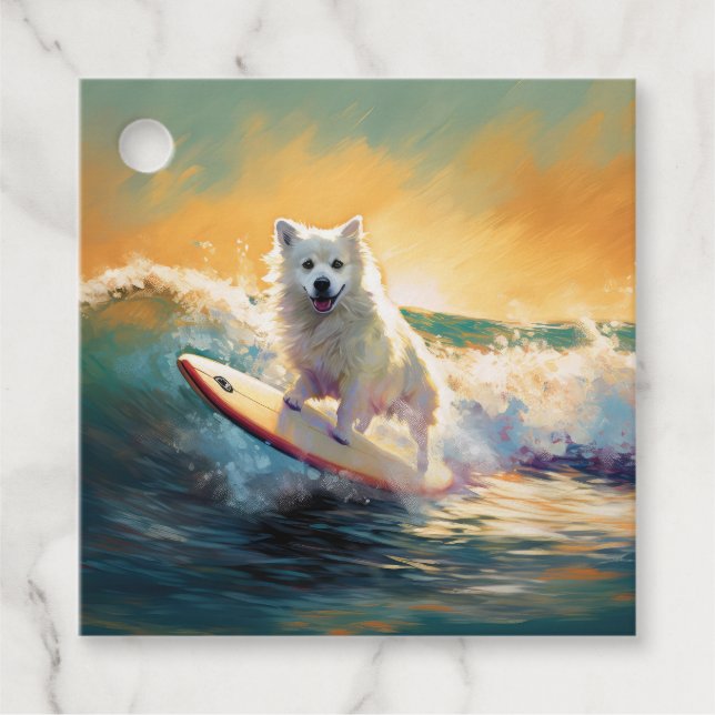 American Eskimo Beach Surfmalerei Geschenkanhänger (Vorderseite)