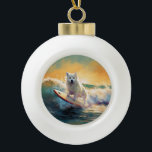 American Eskimo Beach Surfmalerei Keramik Kugel-Ornament<br><div class="desc">Tauchen Sie ein in die spielerische Welt des Kaninchen-Abenteuers mit diesem faszinierenden Bild. Ein gepflegter Hund geht zu den Wellen und reitet geschickt auf einem sonnengeküssten Strand. Das lebendige Kunstwerk vereint wunderbar das Wesentliche der Erregung am Strand, während der Hund furchtlos auf den Wellen reitet und den Geist von Spaß...</div>