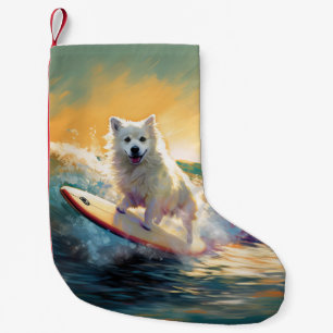 American Eskimo Beach Surfmalerei Kleiner Weihnachtsstrumpf