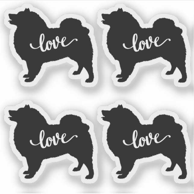 American Eskimo Dog Breed Liebe x4 Vinyl Aufkleber (Vorderseite)