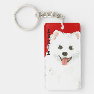 American Eskimo Dog Color Block Schlüsselanhänger