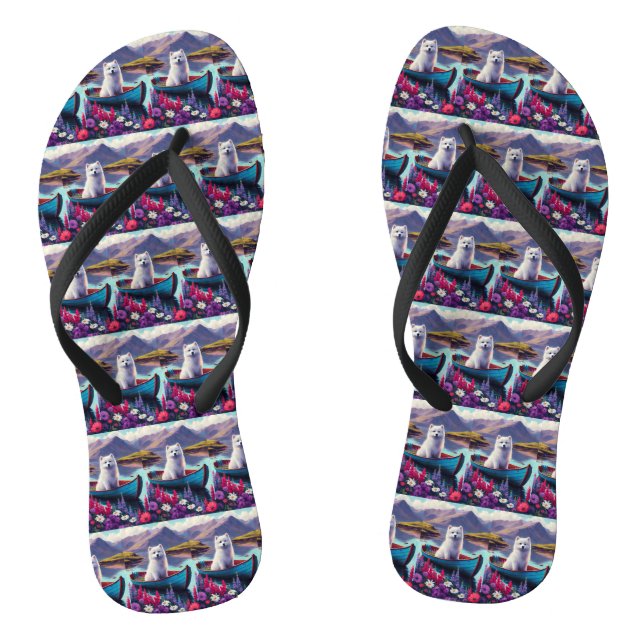 American Eskimo Dog on Paddle: Ein Landschaftliche Flip Flops (Fußbett)