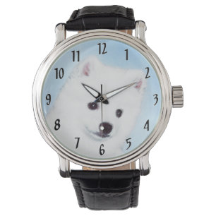 American Eskimo Dog Painting - Original Dog Art Armbanduhr