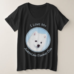 American Eskimo Dog Painting - Original Dog Art Große Größe T-Shirt