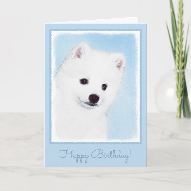 American Eskimo Dog Painting - Original Dog Art Karte (Vorderseite)