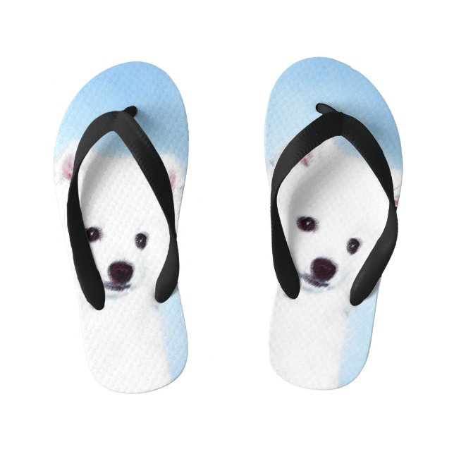 American Eskimo Dog Painting - Original Dog Art Kinderbadesandalen (Fußbett)