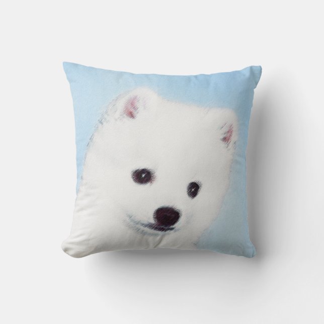American Eskimo Dog Painting - Original Dog Art Kissen (Vorderseite)