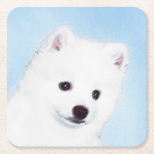 American Eskimo Dog Painting - Original Dog Art Rechteckiger Pappuntersetzer