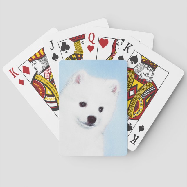 American Eskimo Dog Painting - Original Dog Art Spielkarten (Rückseite)