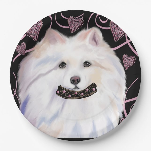 American Eskimo Dog Pappteller (Vorderseite)