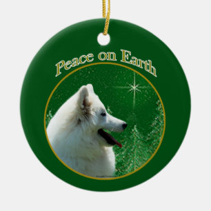American Eskimo Dog Peace Keramik Ornament