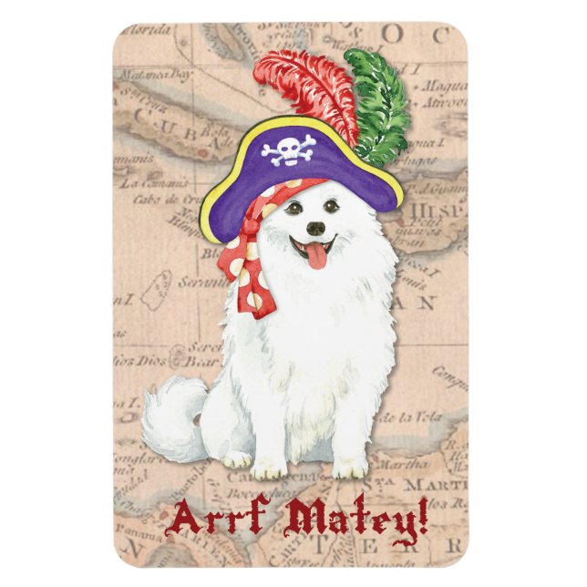 American Eskimo Dog Pirate Magnet (Vertikal)