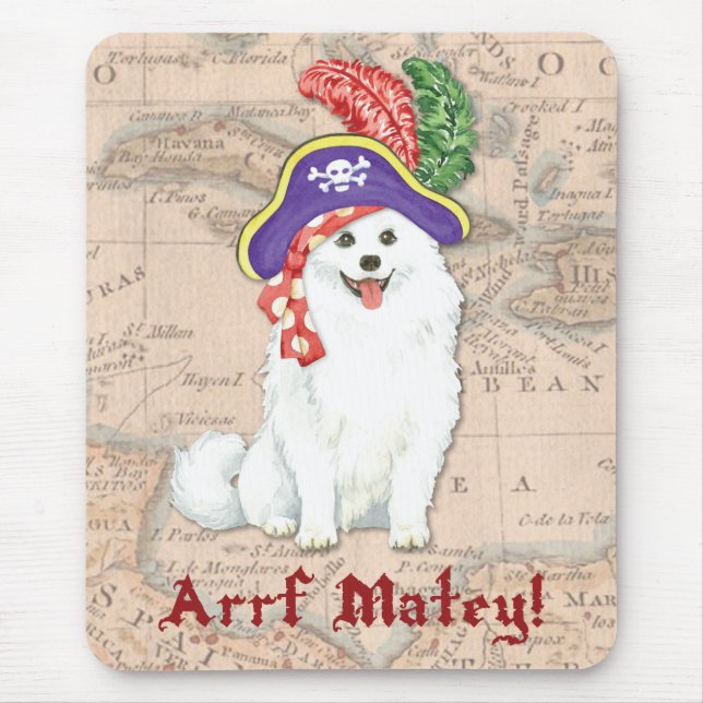 American Eskimo Dog Pirate Mouse Pad Mousepad (Vorne)