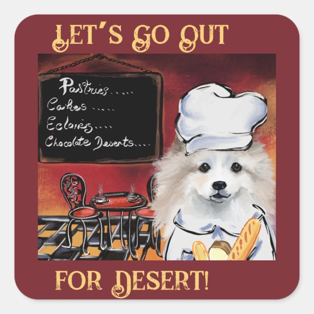 American Eskimo Dog Quadratischer Aufkleber (Vorderseite)