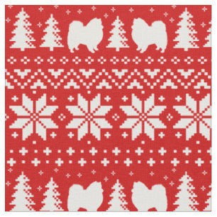 American Eskimo Dog Silhouetten Eskies Weihnachten Stoff