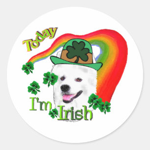 American Eskimo Dog St Patricks Runder Aufkleber