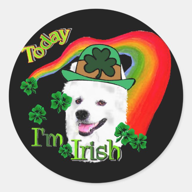 American Eskimo Dog St Patricks Runder Aufkleber (Vorderseite)