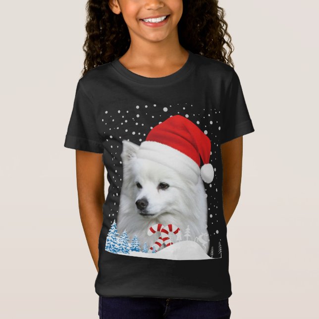 American Eskimo Dog Ugly Christmas Sweater Santa H T-Shirt (Vorderseite)