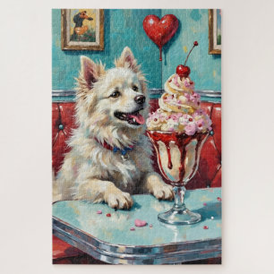 American Eskimo Dog Valentinstag Herz Sundae