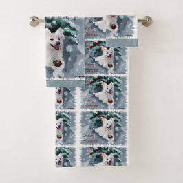 American Eskimo Dog Weihnachten Badhandtuch Set