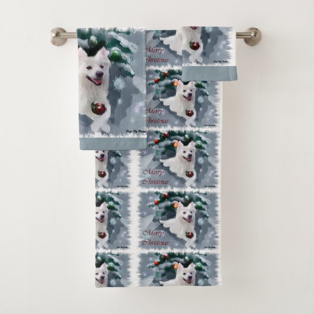American Eskimo Dog Weihnachten Badhandtuch Set (Insitu)