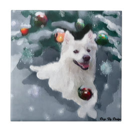 American Eskimo Dog Weihnachten Fliese