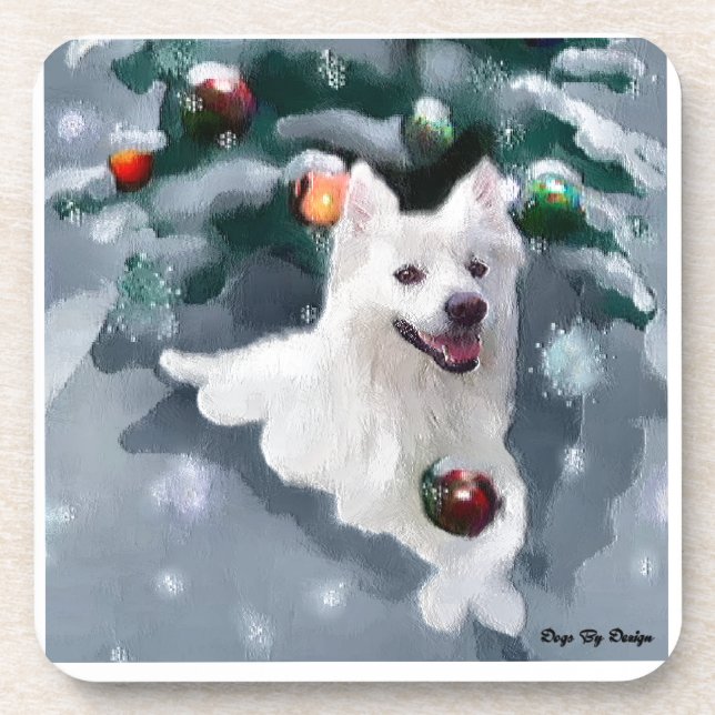 American Eskimo Dog Weihnachten Untersetzer (Vorderseite)