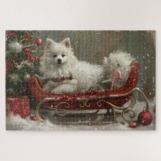 American Eskimo Dog Weihnachtsfest (Horizontal)