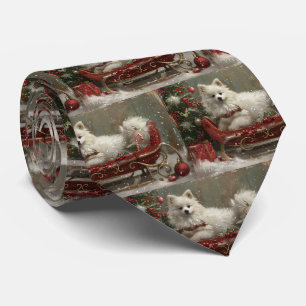 American Eskimo Dog Weihnachtsfest Krawatte