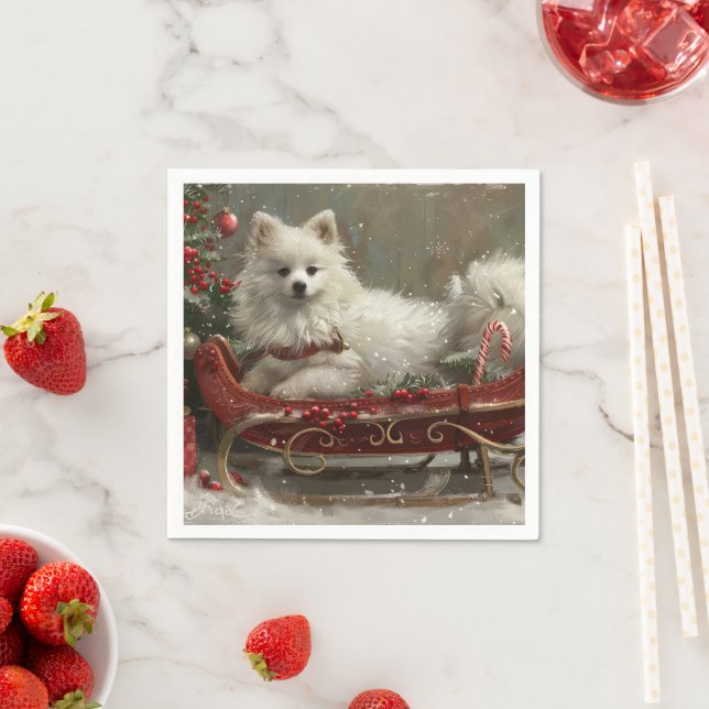 American Eskimo Dog Weihnachtsfest Serviette (Beispiel)