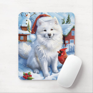 American Eskimo Dog Winter Wunderland Weihnachten Mousepad