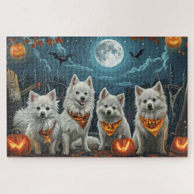American Eskimo Halloween Spooky (Horizontal)