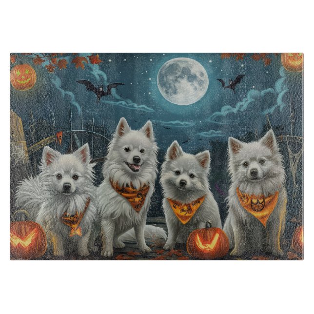 American Eskimo Halloween Spooky Schneidebrett (Vorderseite)
