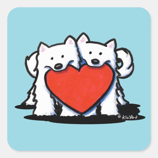 American Eskimo Heartfelt Duo Square Sticker (Vorderseite)
