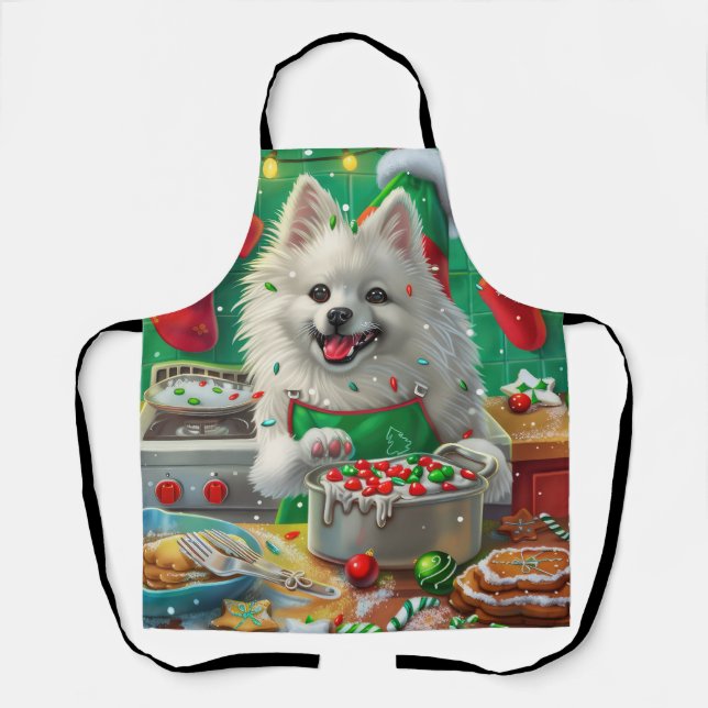 American Eskimo Holiday Baking: Festliche Weihnach Schürze (Vorderseite)