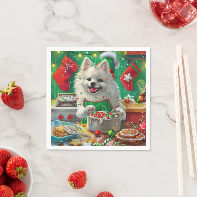 American Eskimo Holiday Baking: Festliche Weihnach Serviette (Beispiel)
