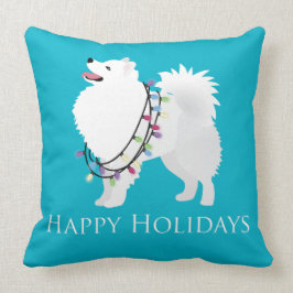American Eskimo Hund Happy Holidays Design Kissen